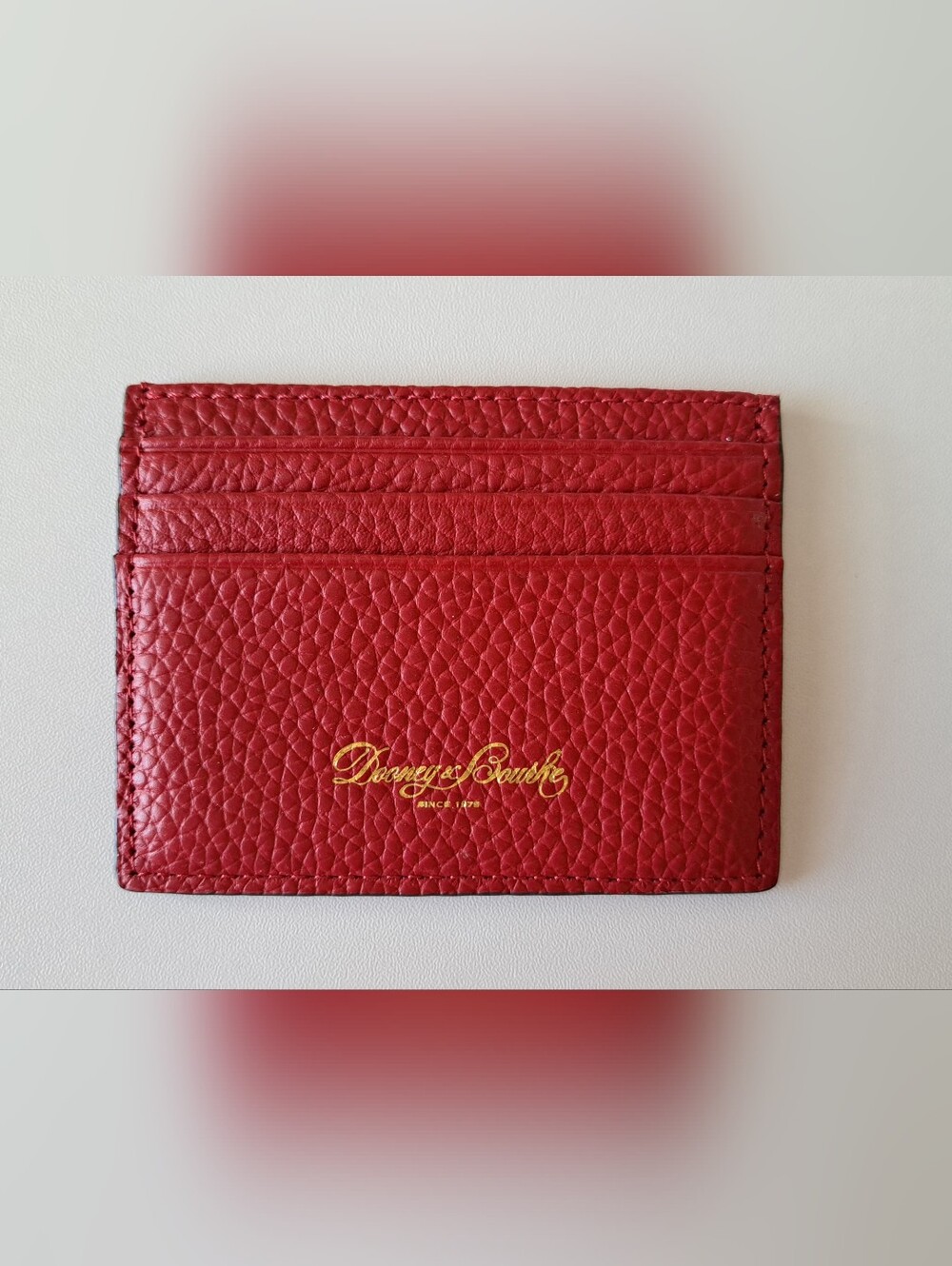 Dooney & Bourke Red Pebbled Leather Card Holder